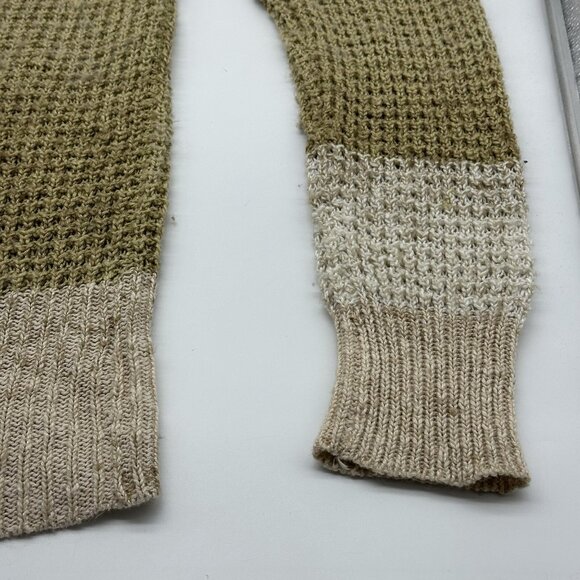 Free People Lake Tahoe Size Large Beige Colorblock Button Front Long Cardigan - Picture 4 of 12